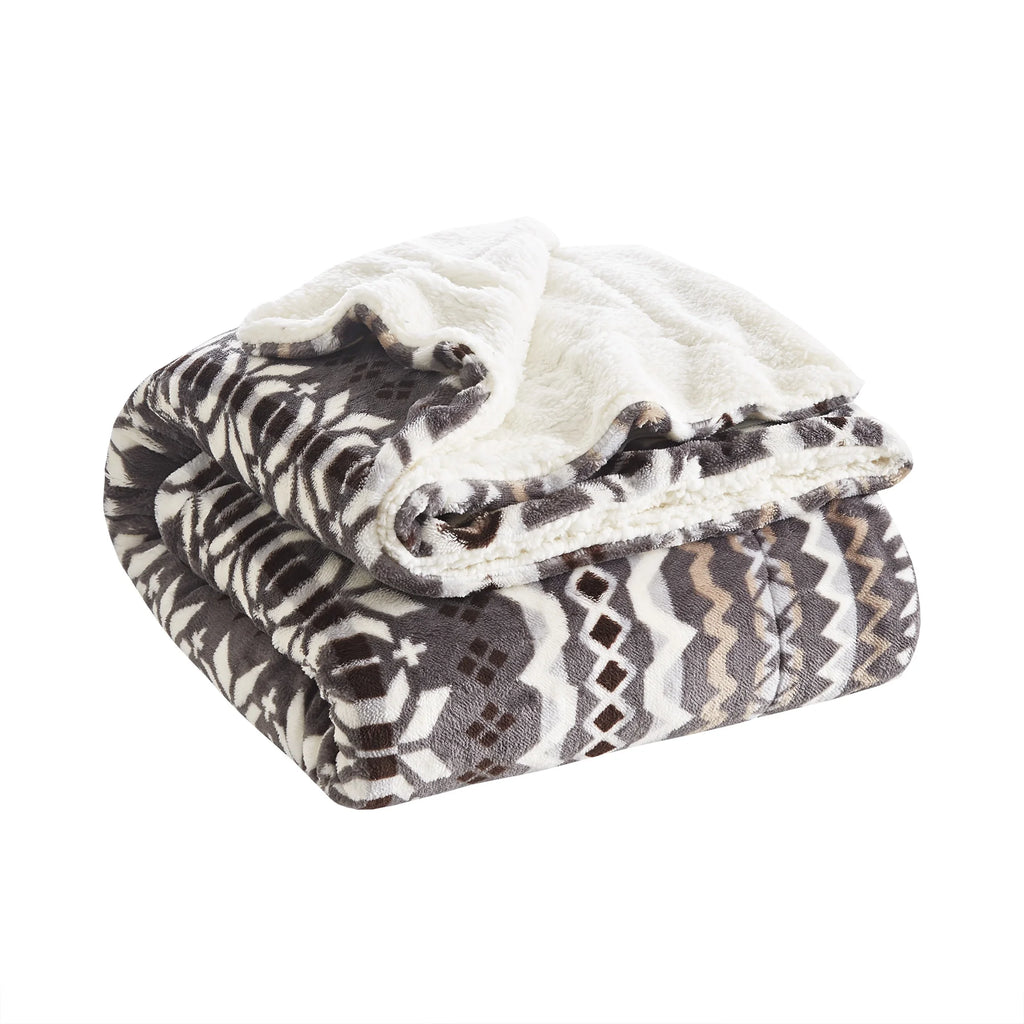 Sherpa Plush Reversible Fleece Throw Blanket P3755