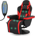 Red PU Leather 360° Swivel Massage Game Chair with Headrest and Footrest T37268