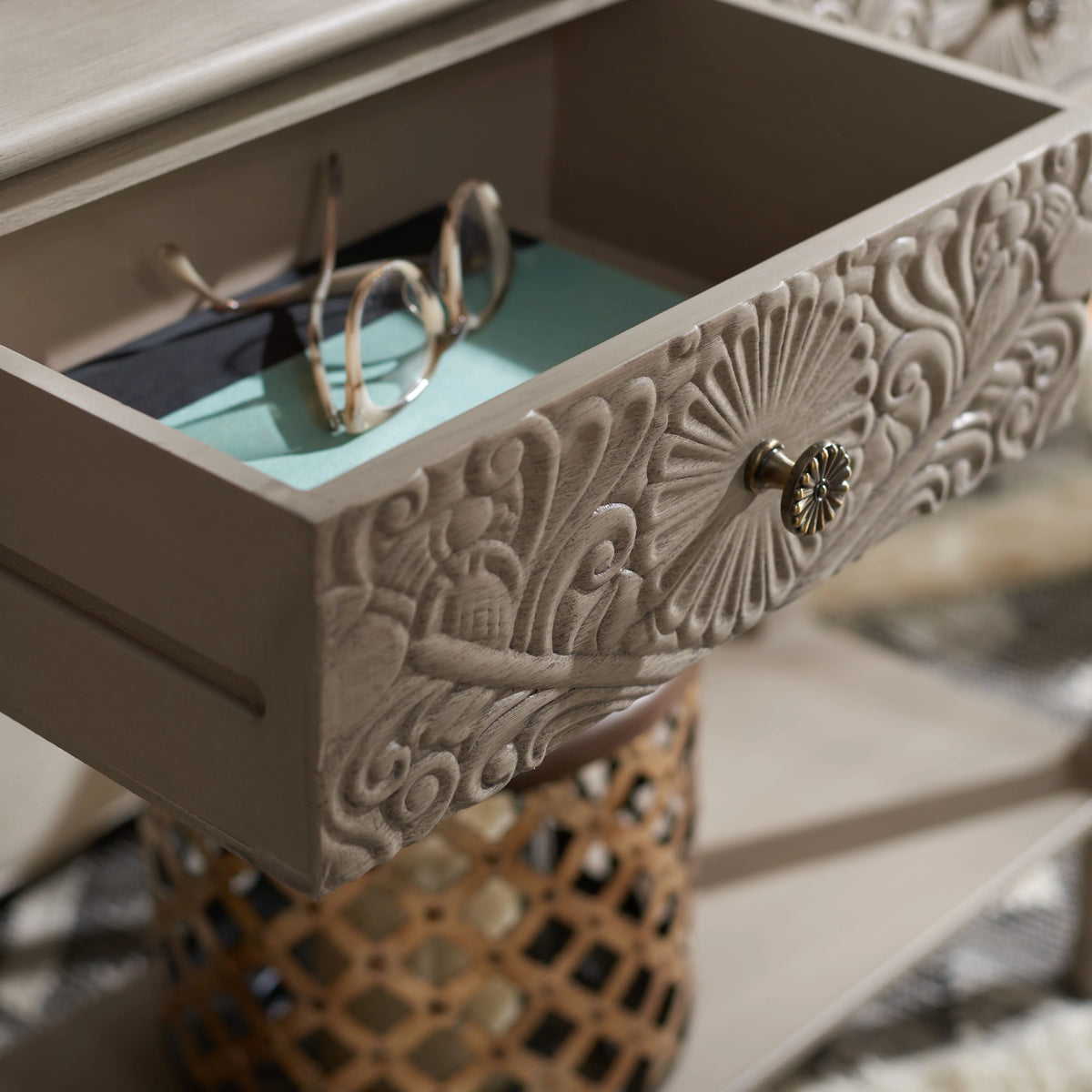 2-Drawer Taupe Wood Console Table S4225