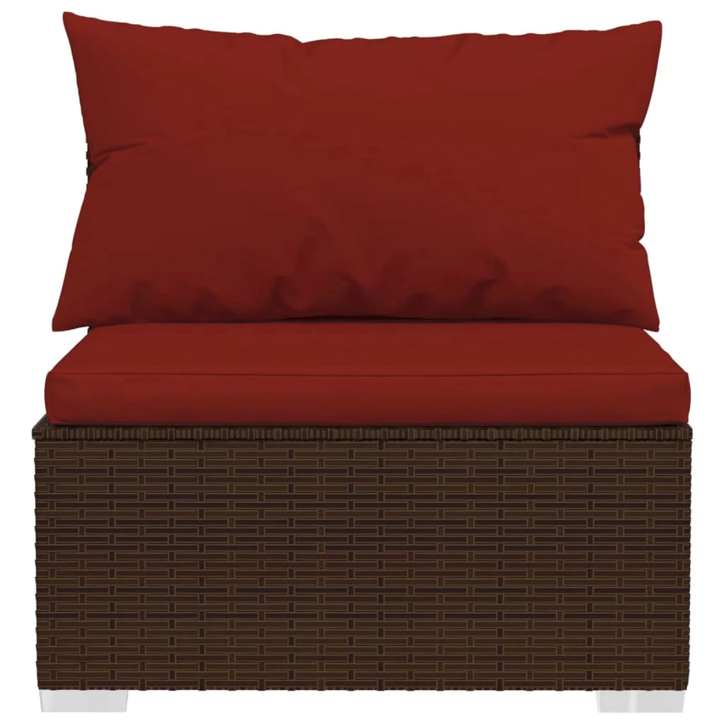 2 Piece Patio Furniture Set with Cushions Poly Rattan Brown A660651