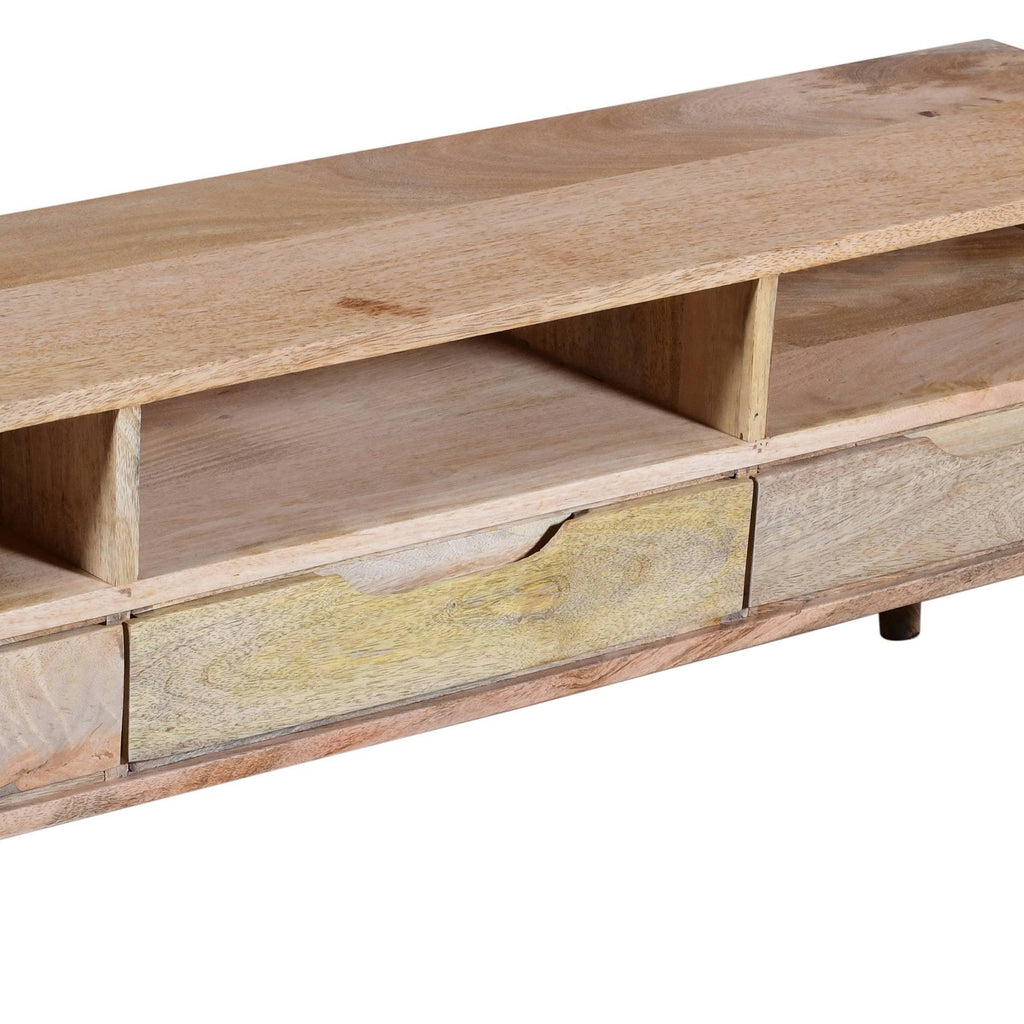 3 Drawer Mango Wood TV Media Cabinet with 3 Open Compartments Q774610