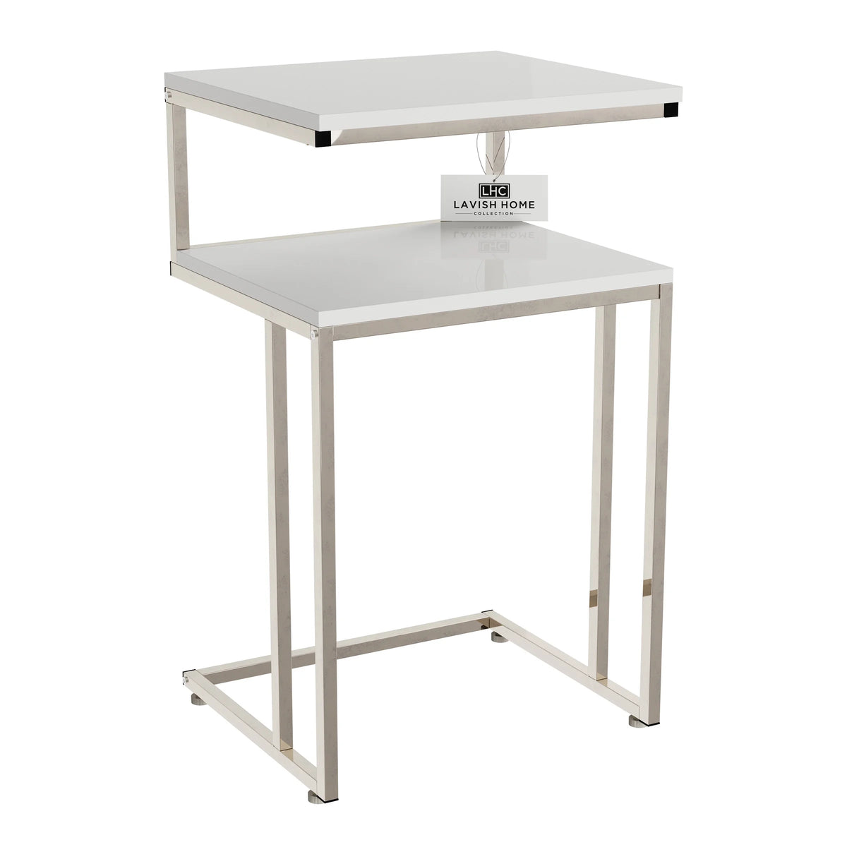 White 2-Tier C-Shaped Side Table H54112