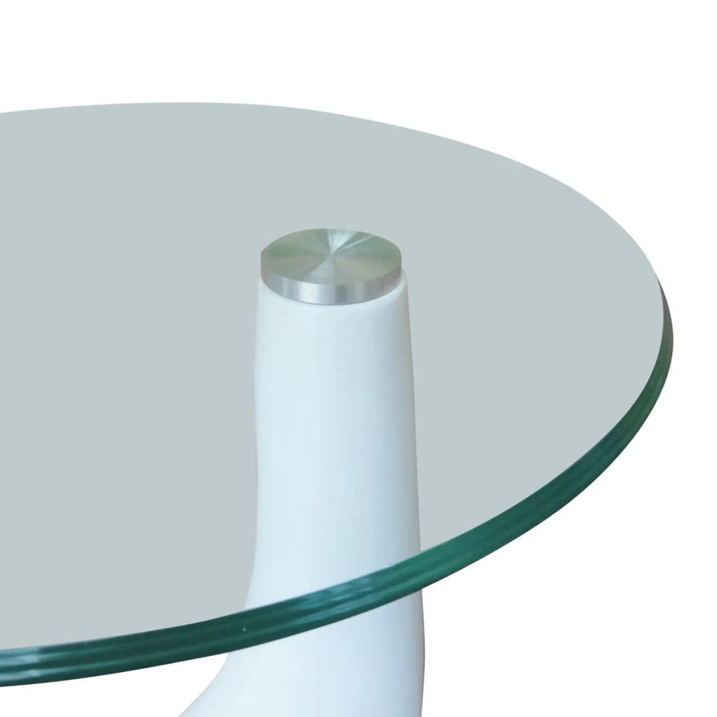 Round Glass Top White Coffee Table E9890