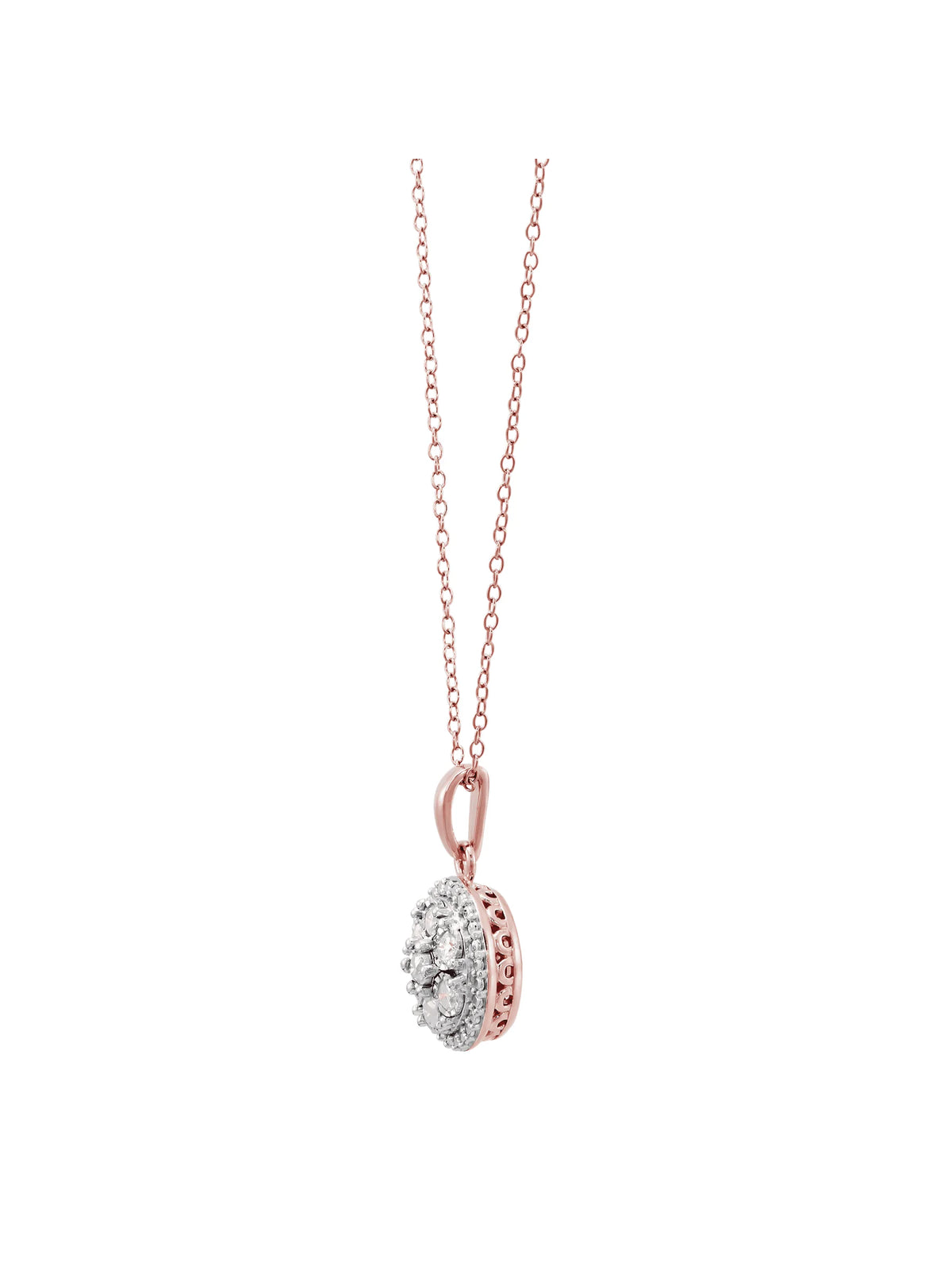 14kt Rose Gold-Plated Sterling Silver Diamond Pendant & Earring Set T181