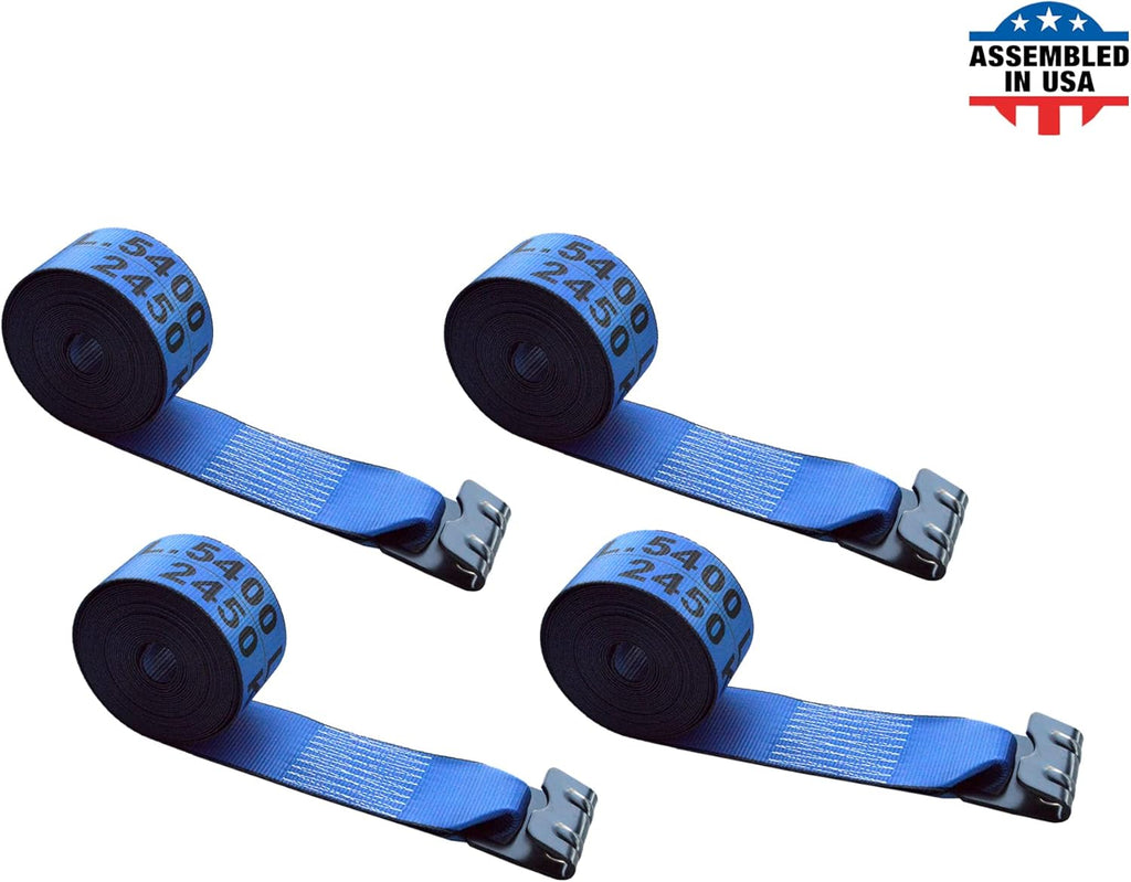 4 - Pack Yellow Heavy Duty Tie-Down Winch Strap with Flat Hooks N55276
