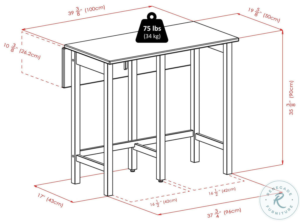 3 Piece High Drop Leaf Table with Saddle Seat Stool L99607