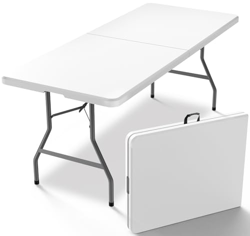 6FT Folding Table with Carrying Handle Portable Plastic Z365217