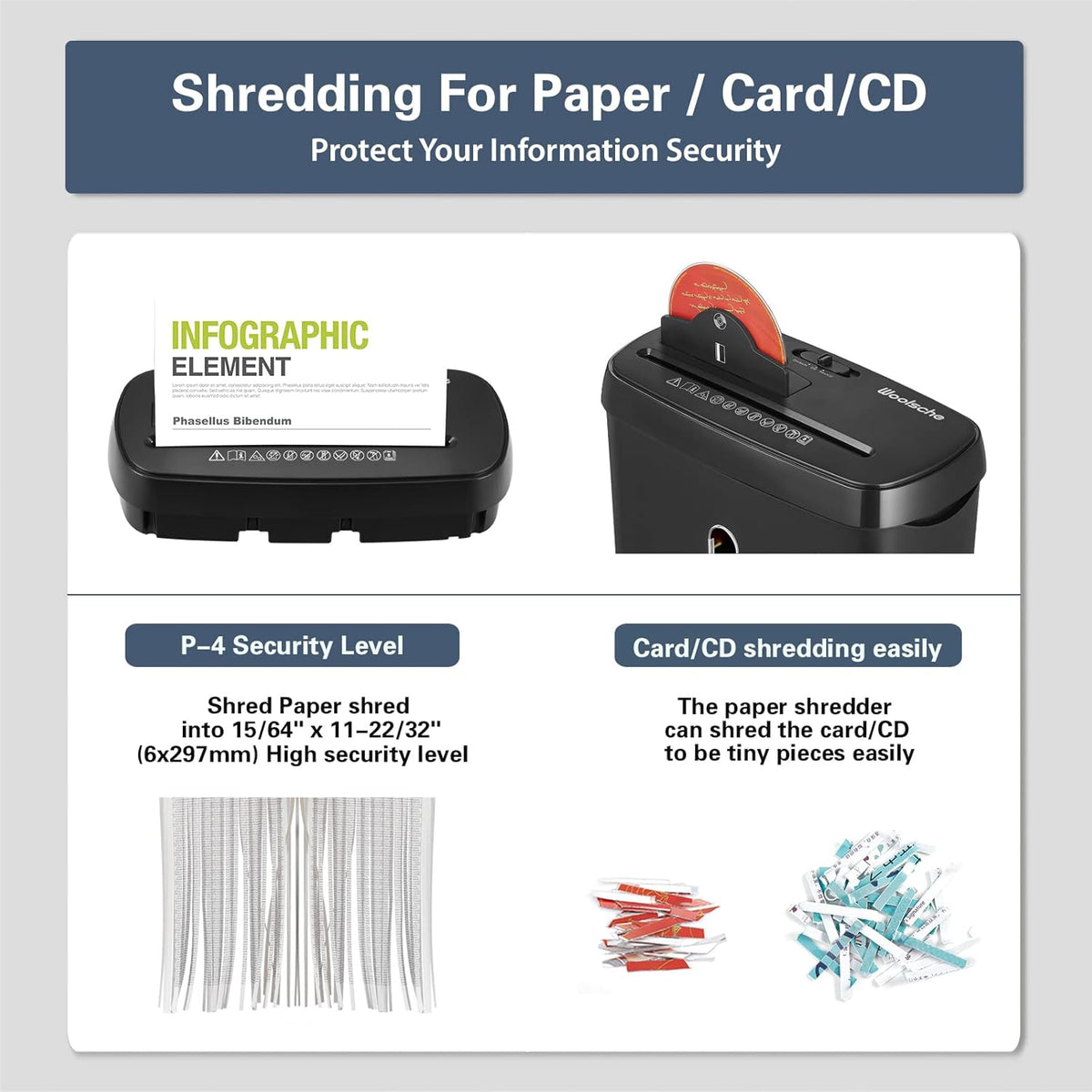 6-Sheet Cross Cut Paper Shredder with Security Lock F48567