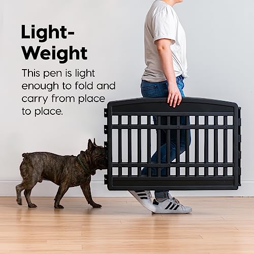 Black 8-Panel Dog Playpen with Door H662