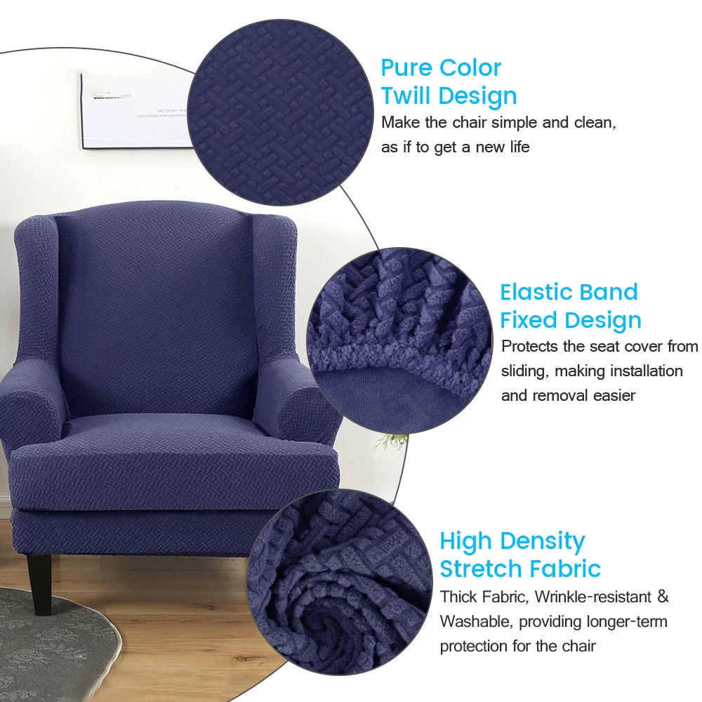 2 Piece Stretch Wingback Chair Slipcovers O787