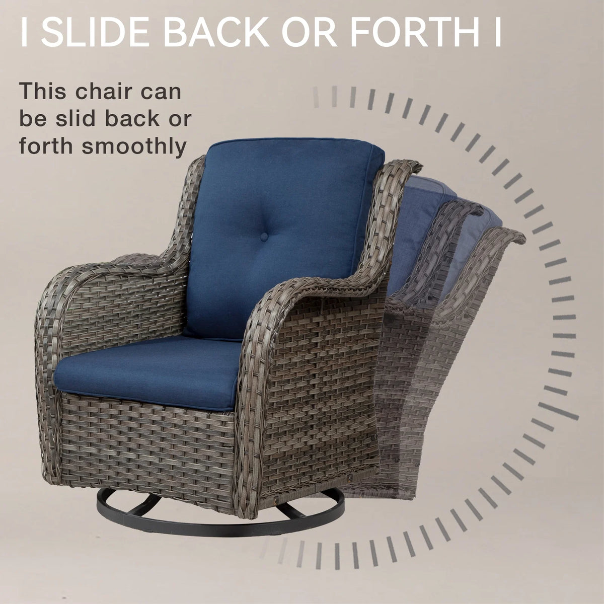 Blue Wicker Patio Swivel Rocker Chairs Set of 2 with Table E229776