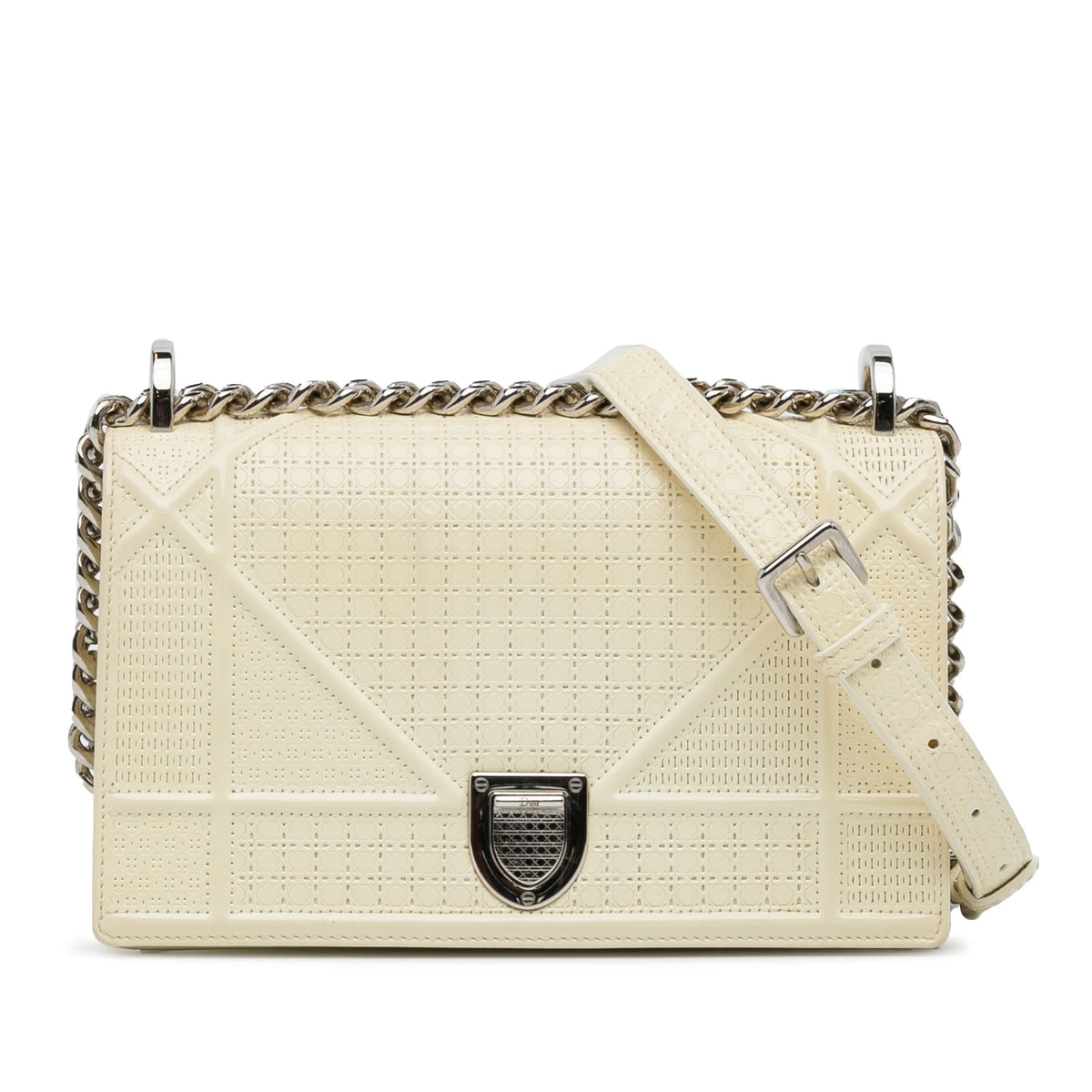 Pre-Owned White Patent Leather Crossbody Bag X807