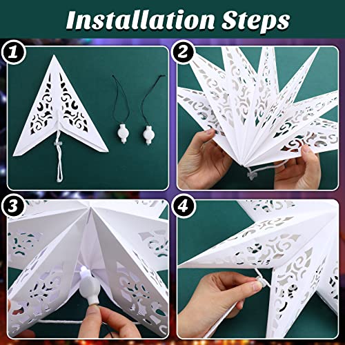 Star Paper Lanterns Lampshade with LED Light 20 Inches Warm Yellow F8750