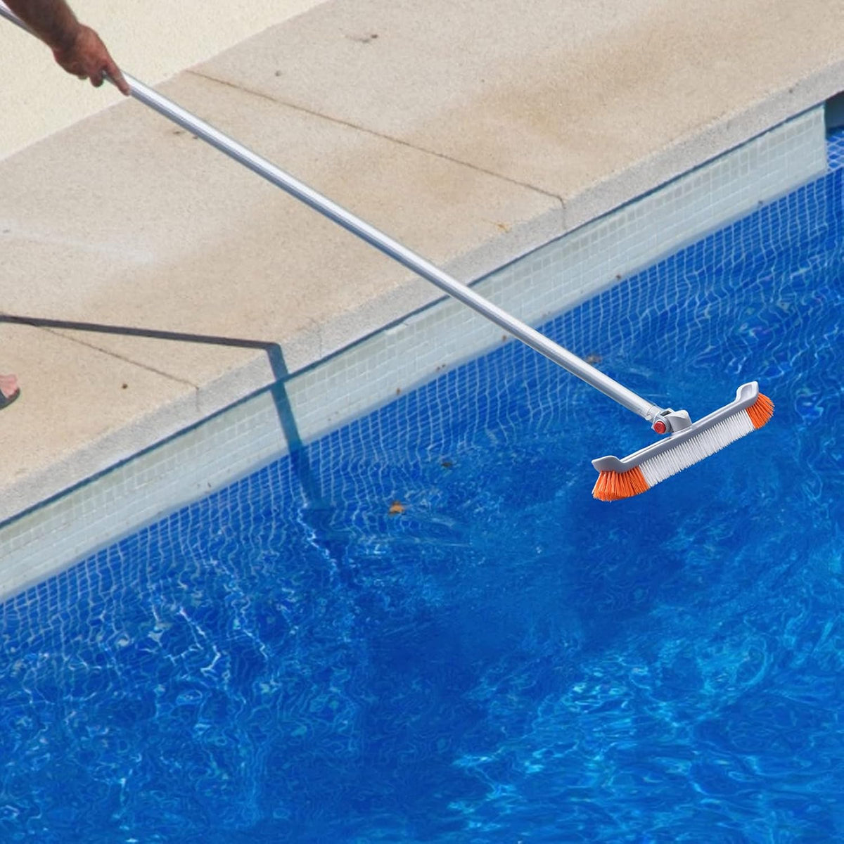 Pool Brush Head with Pole, 18 Polished Nylon Bristles, 12ft, Pack of 2 U7477