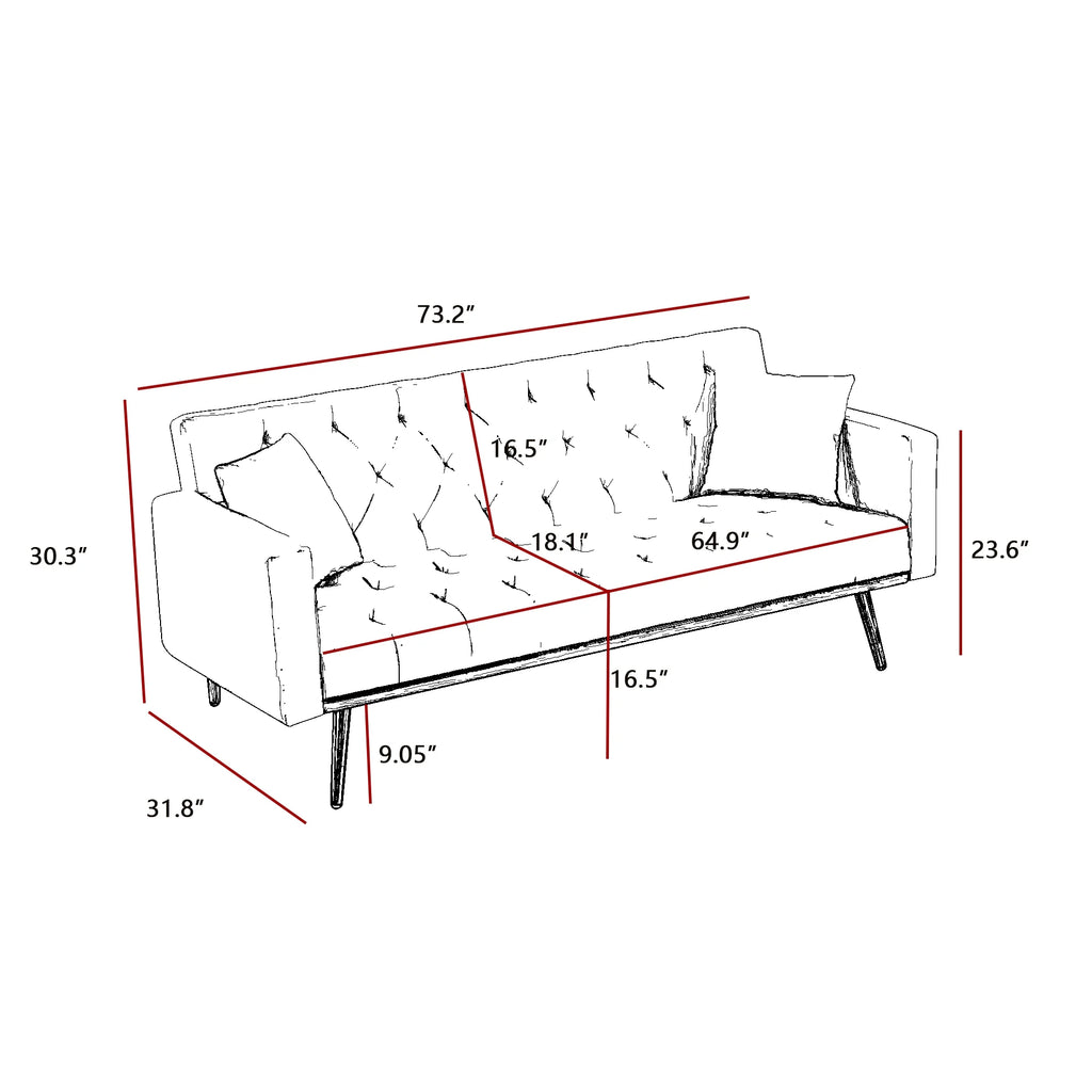 Cream White Convertible Folding Futon Sofa Bed H7294