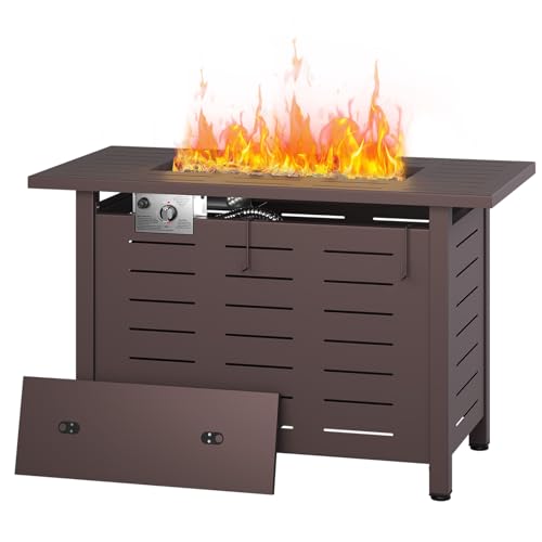 41" Propane Fire Pit Table 50,000 BTU with Removable Lid & Waterproof Cover Black I471383