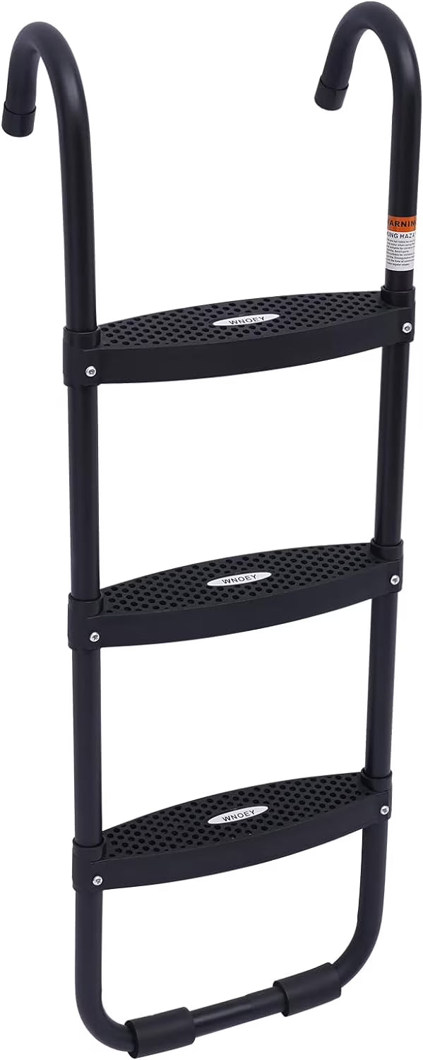 Black Trampoline Ladder 3 Wide with Anti-Slip Steps Steel 14X42in J62880