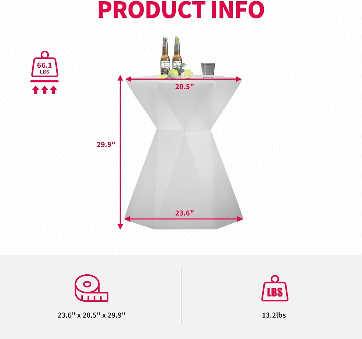 Hexagonal LED Cocktail Bar Table with Remote Control A211