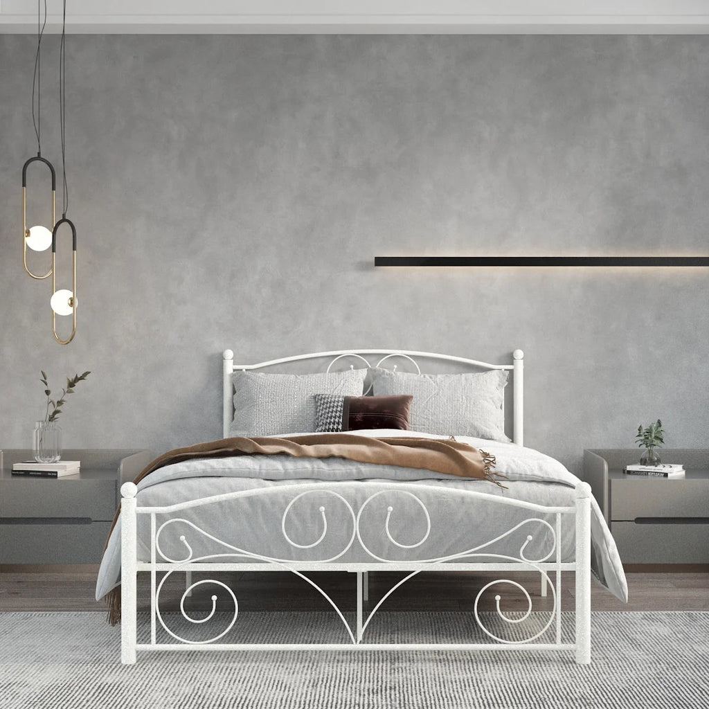 Queen Size Metal Bed Frame with Headboard and Footboard E65207