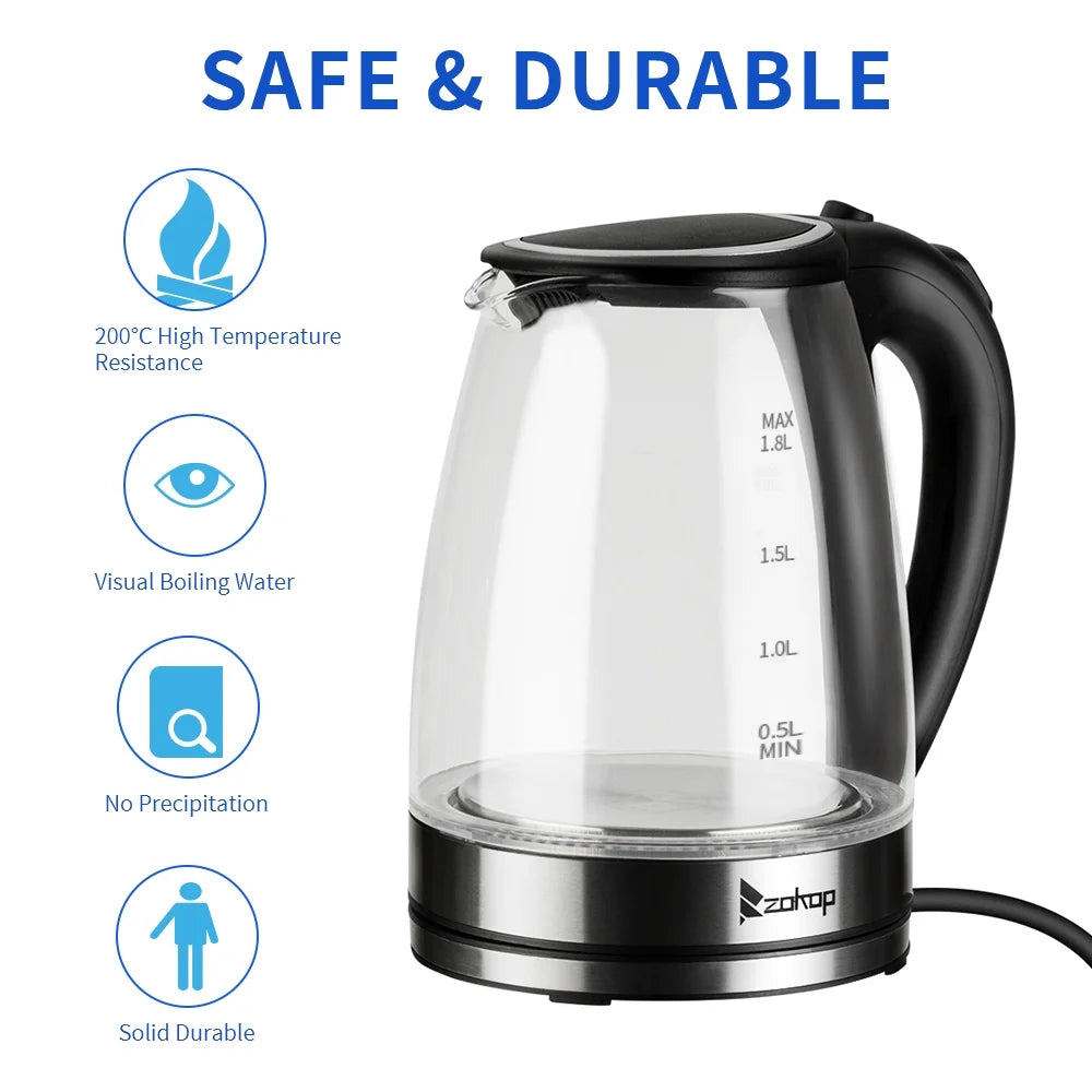 1.8L Glass Electric Kettle with Auto Shut-Off I167220
