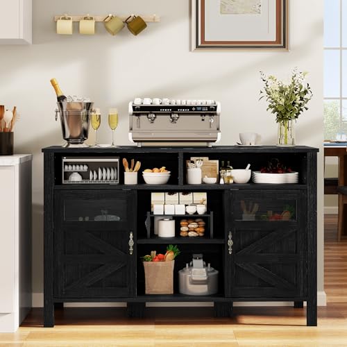 55'' Black Buffet Cabinet with Storage T204