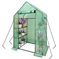Walk-In Greenhouse Kit with Cover, 3 Tiers 6 Shelves, Portable Greenhouse with Observation Windows, PE Door, Ground Pegs & Ropes W9538