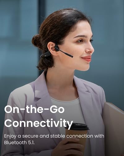Open-Ear Bone Conduction Wireless Bluetooth Computer Headset with Noise Canceling Mic Q997395