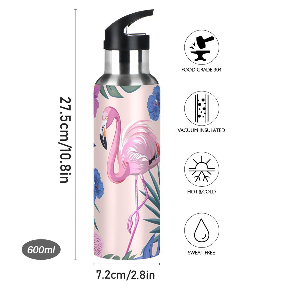 Insulated Stainless Steel Water Bottle with Straw Lid 20 oz O928151