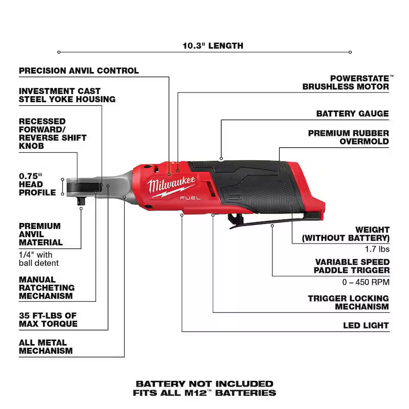12V Lithium-Ion Brushless Cordless 1/4 in. Ratchet J667