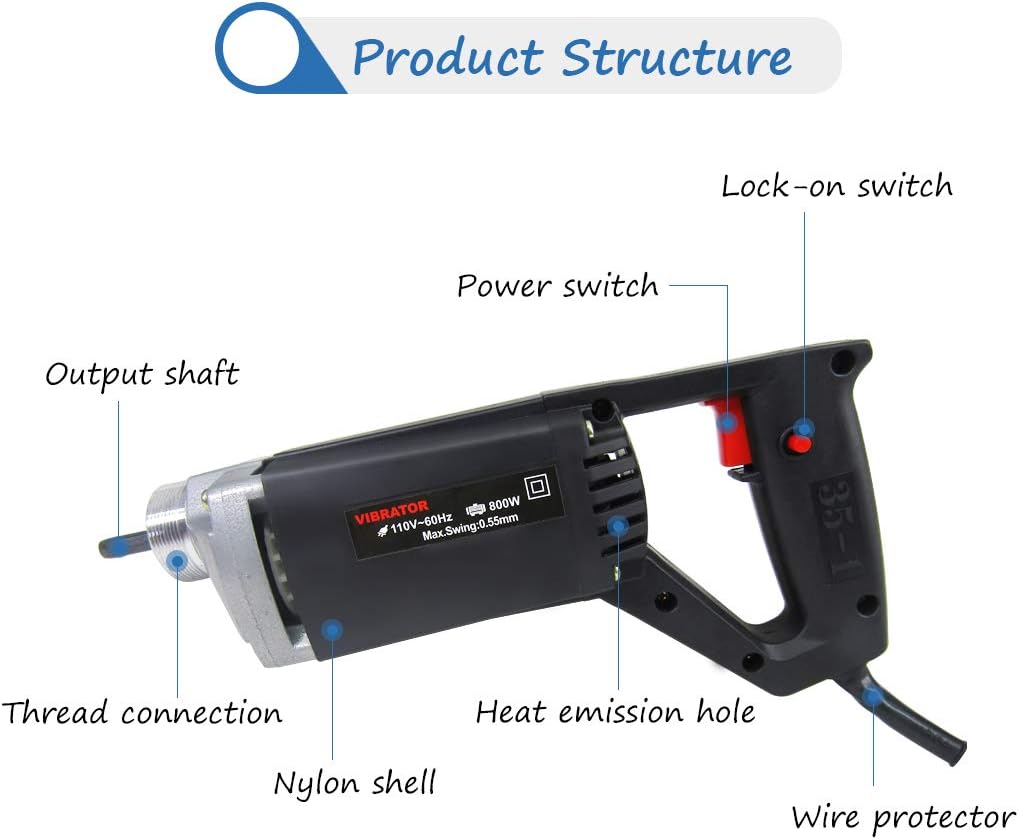 800W 110V Electric Concrete Vibrator 5ft W134405