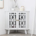 White 32" Corner Storage Cabinet with 2 Doors and 2-Tier Shelves C82366
