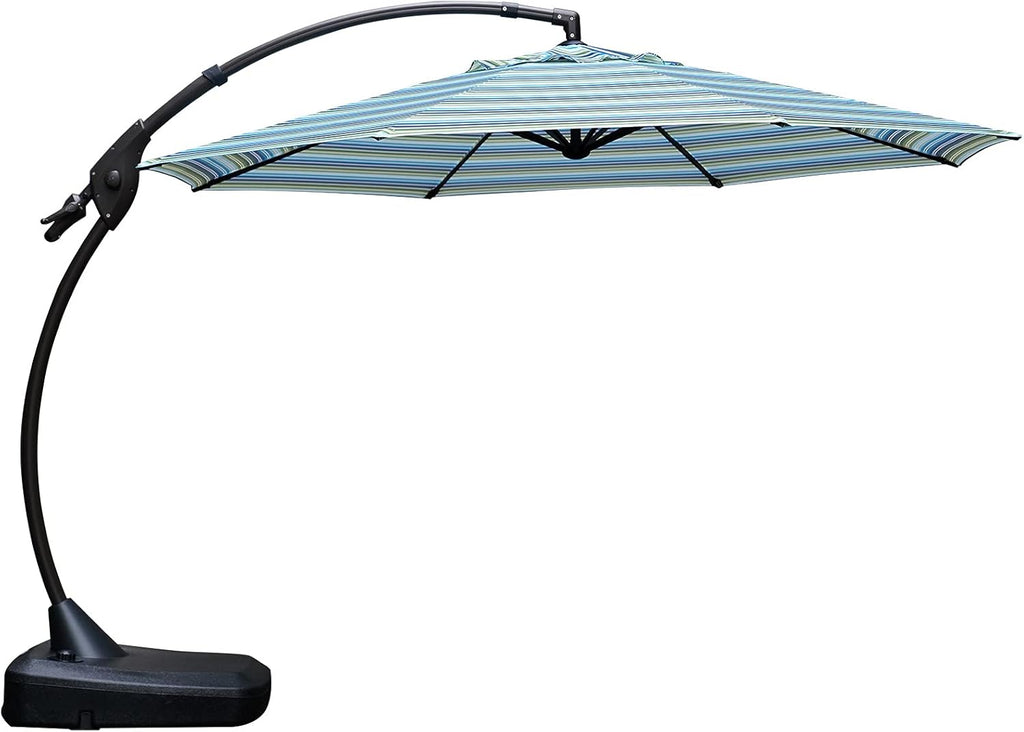 11 FT Curvy Aluminum Offset Umbrella with Base W50004