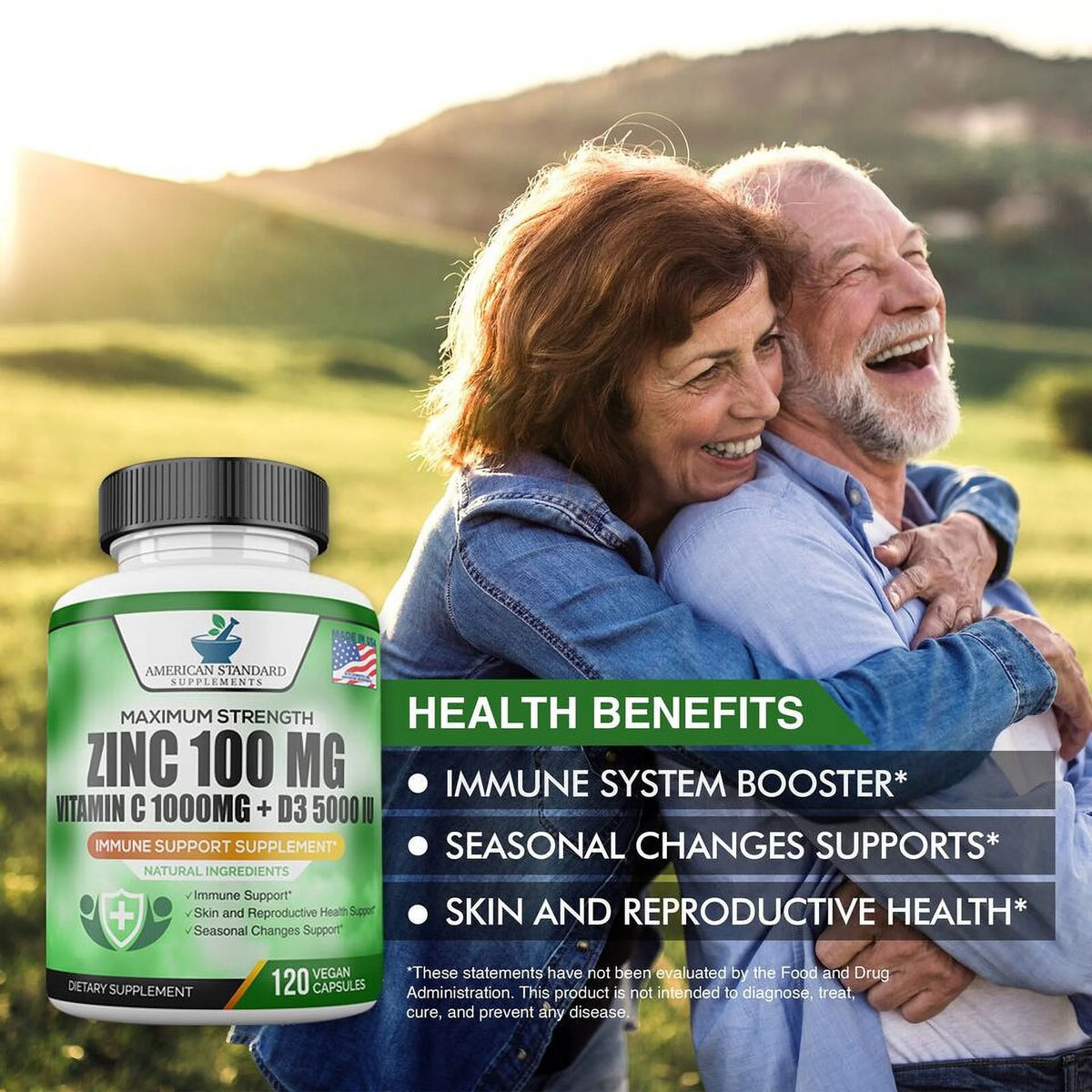 Zinc 100mg Vitamin C 1000mg Vitamin D 5000IU 120 Capsules Z7977