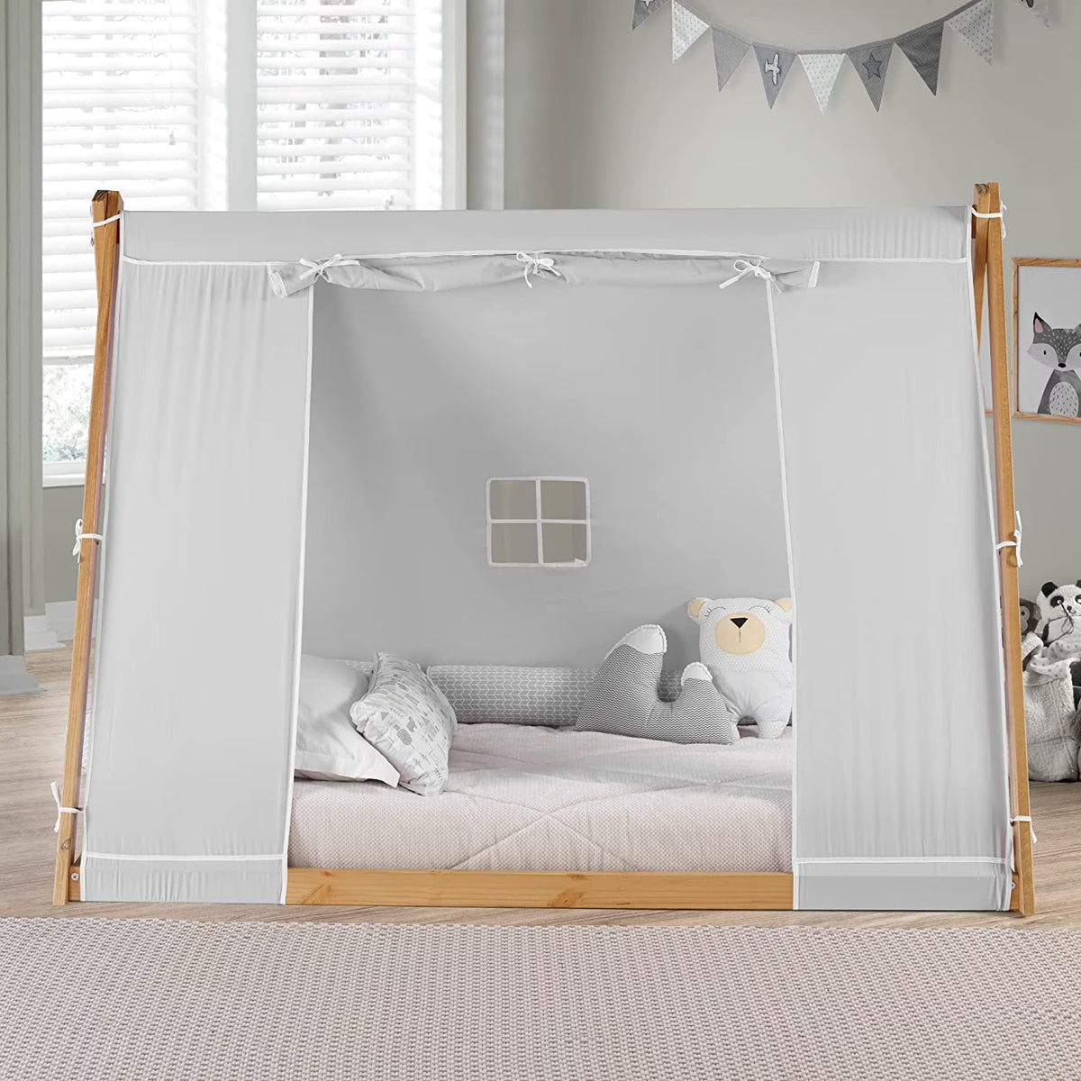 Twin Floor Bed with Natural Frame T60752