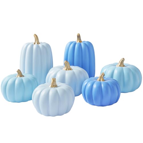 Pink and Beige Flocked Artificial Pumpkins Set 7 PCS P39408