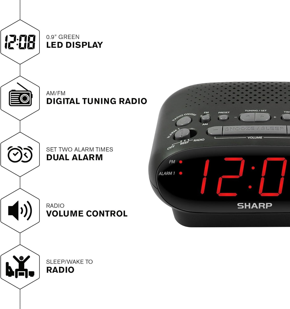 Black Dual Alarm Clock Radio O758