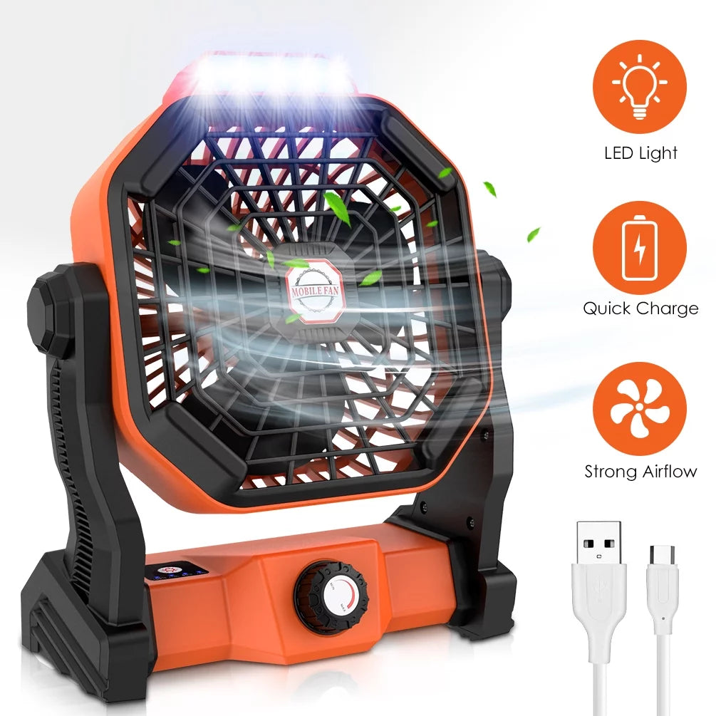 10 inch USB Rechargeable Camping Fan with LED Light G65362