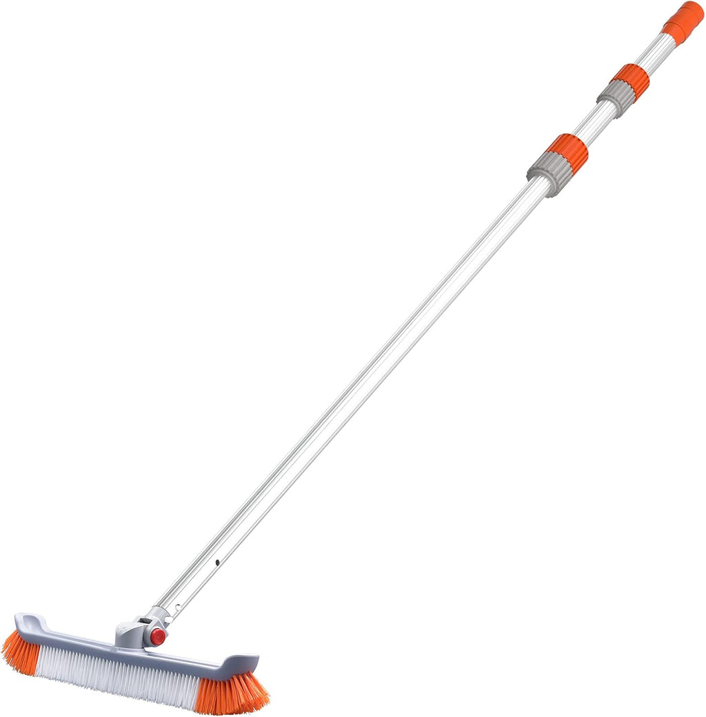 Pool Brush Head with Pole, 18 Polished Nylon Bristles, 12ft, Pack of 2 U7477