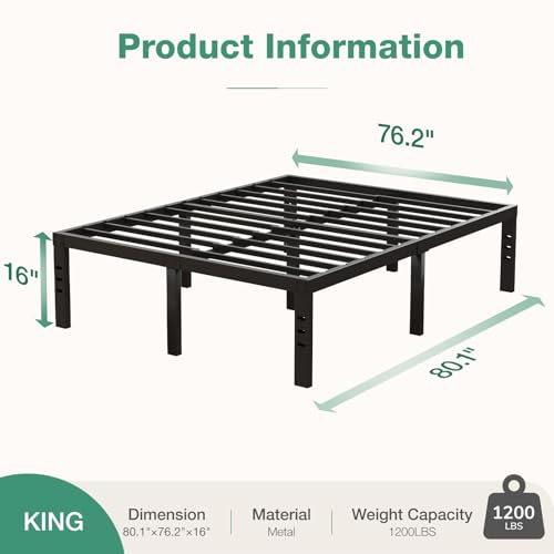 Full Size 14 Inch Metal Platform Bed Frame with Storage H78233