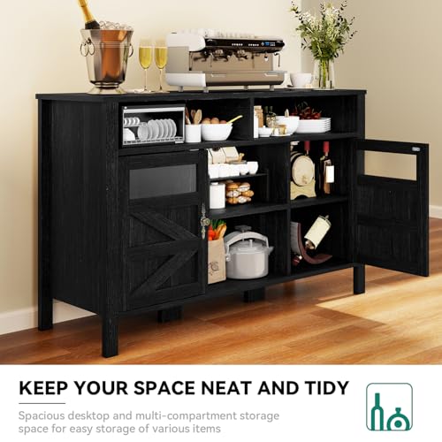 55'' Black Buffet Cabinet with Storage T204