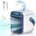 3 in 1 Portable Air Cooler Humidifier Purifier with 2000mAh Rechargeable Battery, Pack of 2 I7997