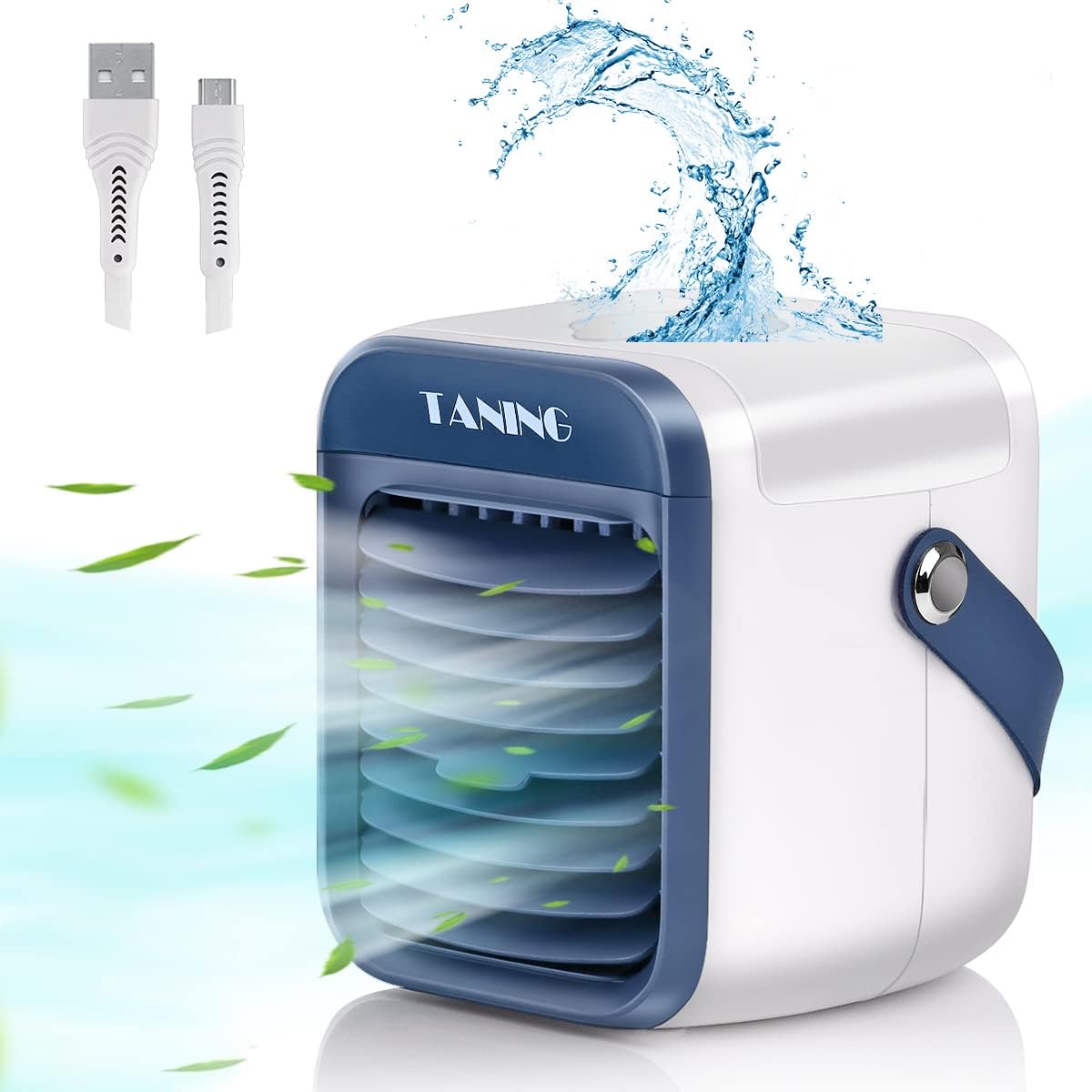 3 in 1 Portable Air Cooler Humidifier Purifier with 2000mAh Rechargeable Battery, Pack of 2 I7997
