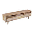 3 Drawer Mango Wood TV Media Cabinet with 3 Open Compartments Q774610