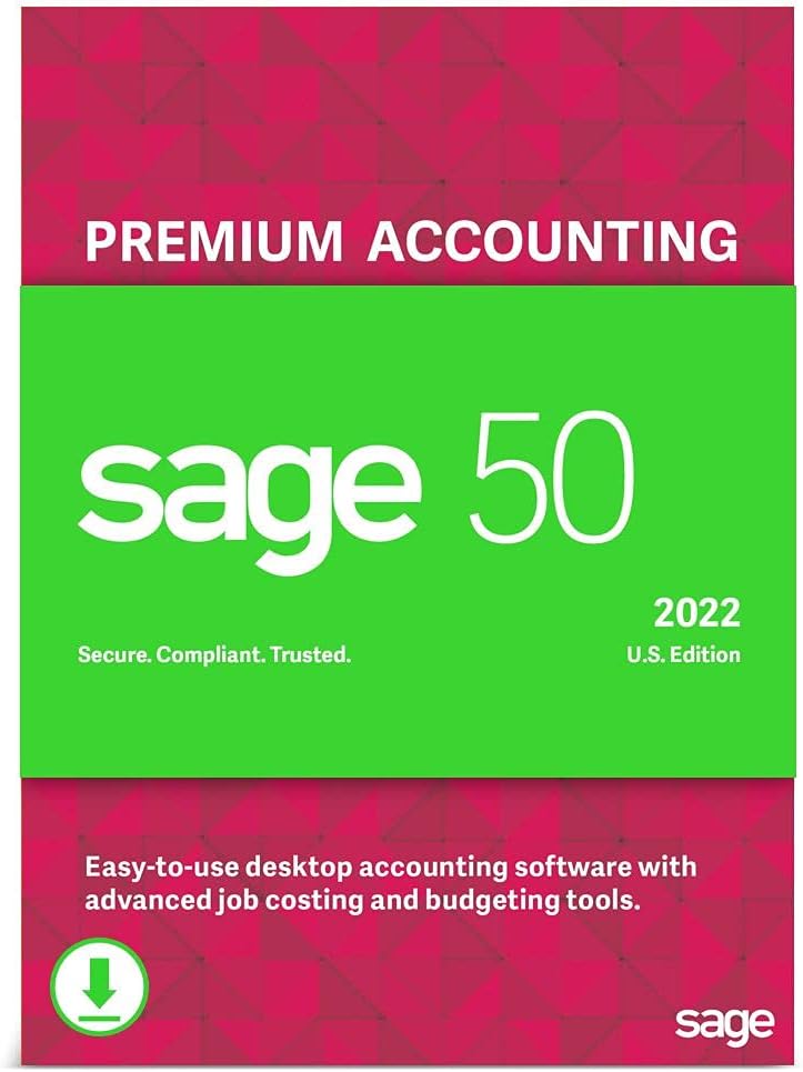 Sage 50 Premium Accounting 2022 1-User Accounting Software J793668