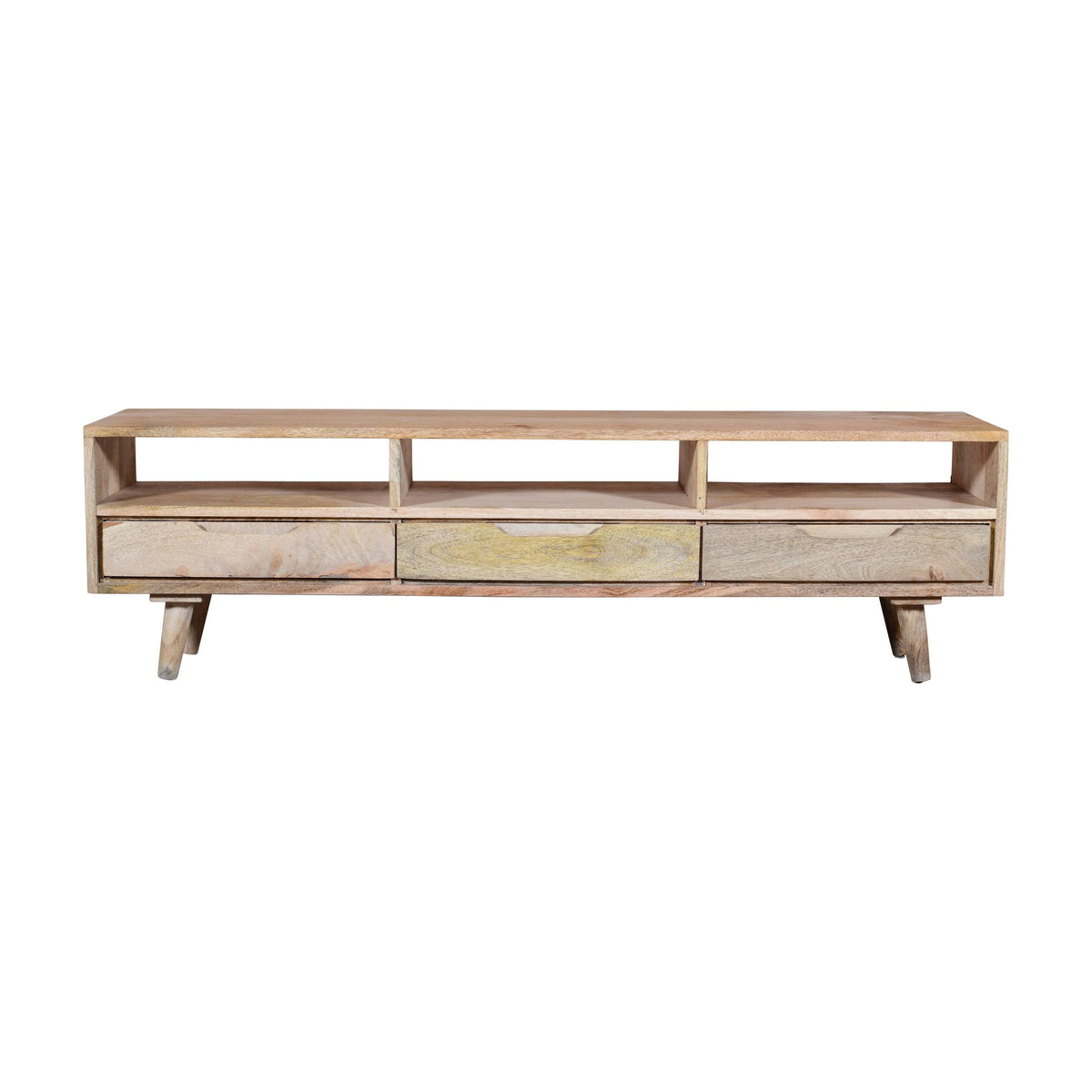 3 Drawer Mango Wood TV Media Cabinet with 3 Open Compartments Q774610
