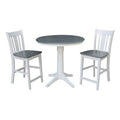 3 Piece Counter Height Rubberwood Solid Wood Dining Set X37996