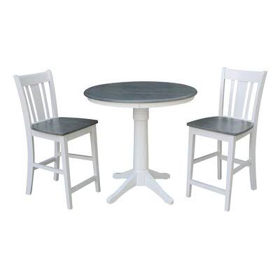 3 Piece Counter Height Rubberwood Solid Wood Dining Set X37996