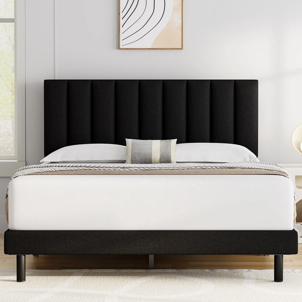 Queen Upholstered Platform Bed Frame with Headboard P89390