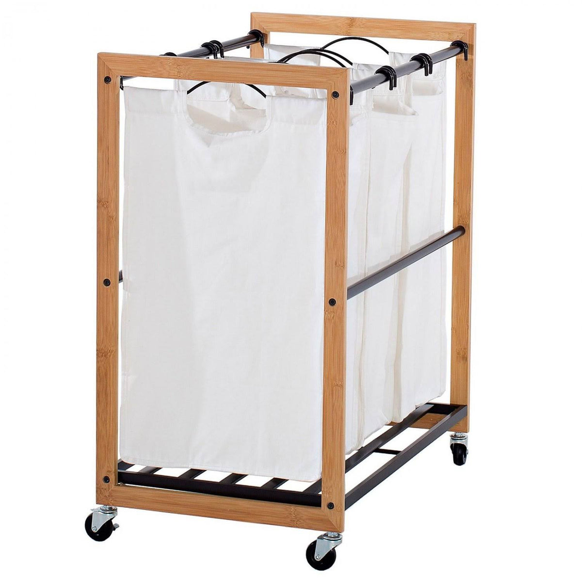 Bamboo Laundry Cart with 3 Bags Q237731