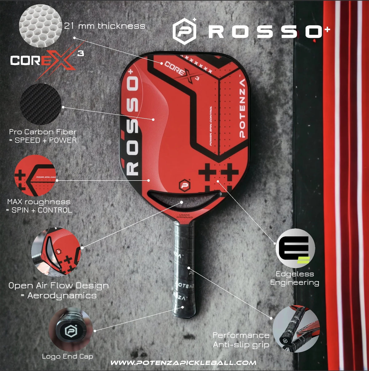 Carbon Fiber 21mm Pickleball Paddle R971